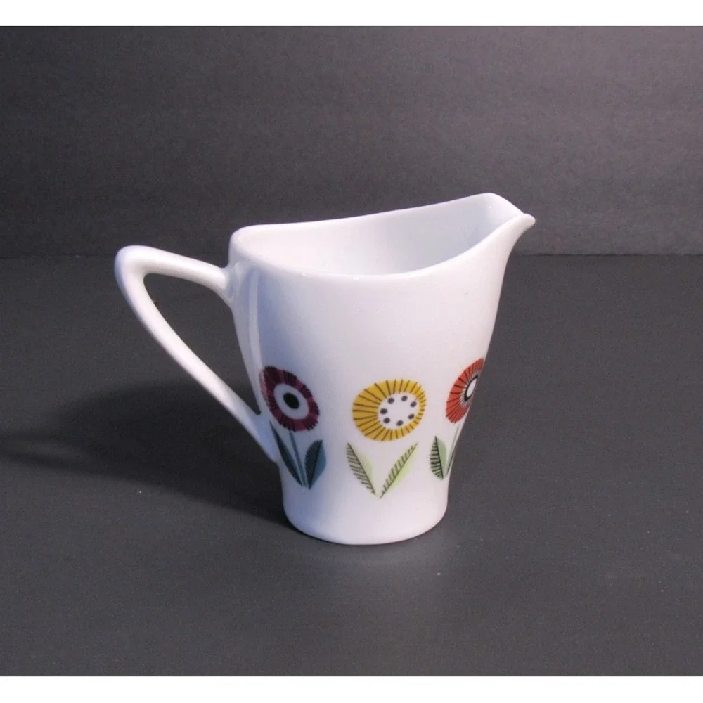 Upsala Ekeby Karlskrona Creamer Sweden Mid Century Modern Floral Ceramic MCM